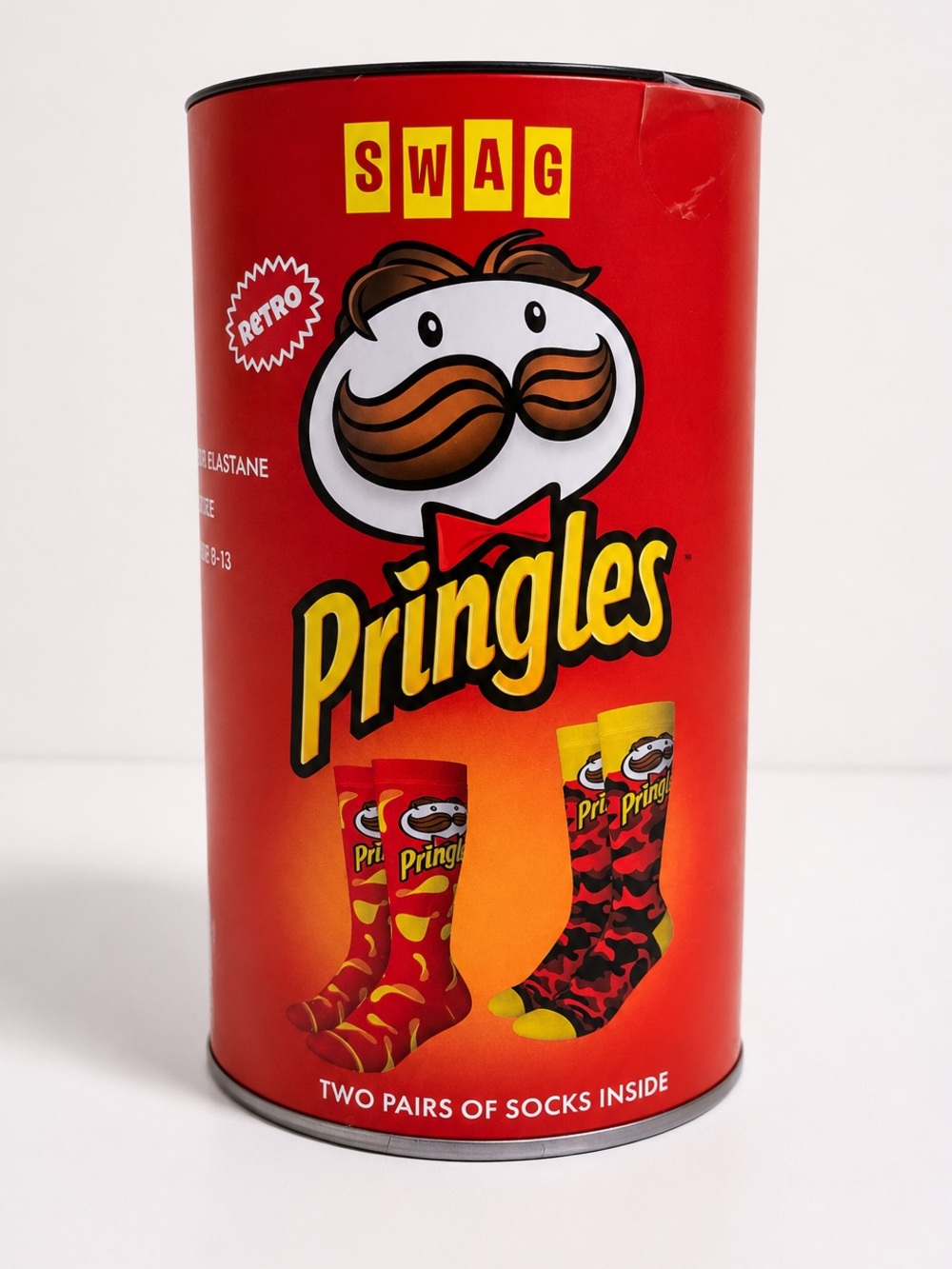 Pringles Swag Gift Set 2 Pairs Men’s Crew Socks Novelty One Size Retro Collectib